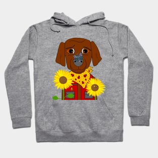 Dog With Sunflowers Hoodie